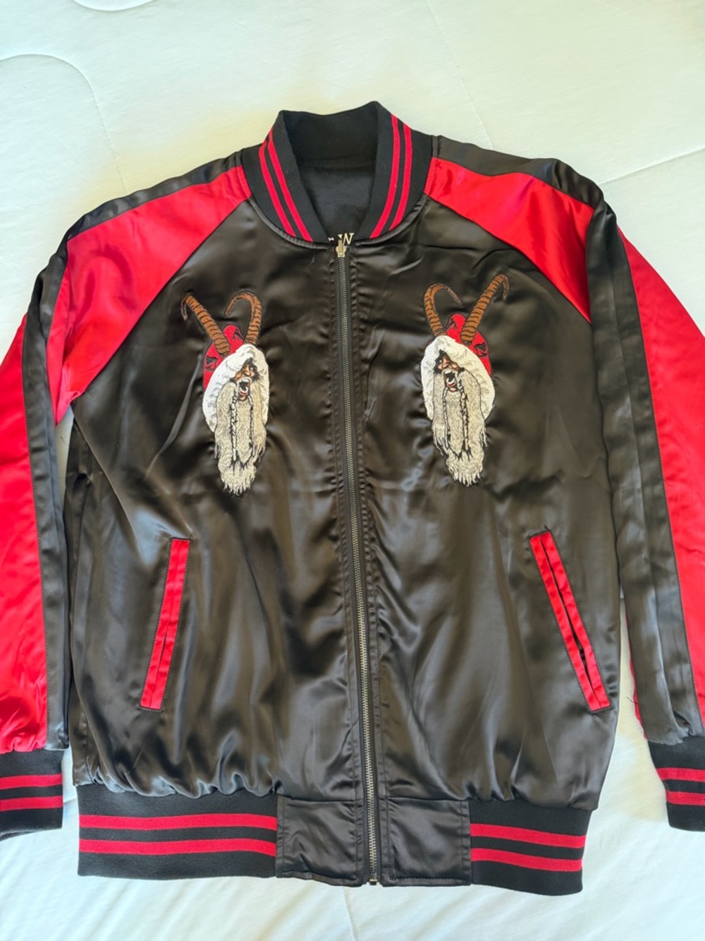 Krampus Movie - Middle of Beyond - reversible Black and Red Embroidered Jacket - Picture 2 of 5